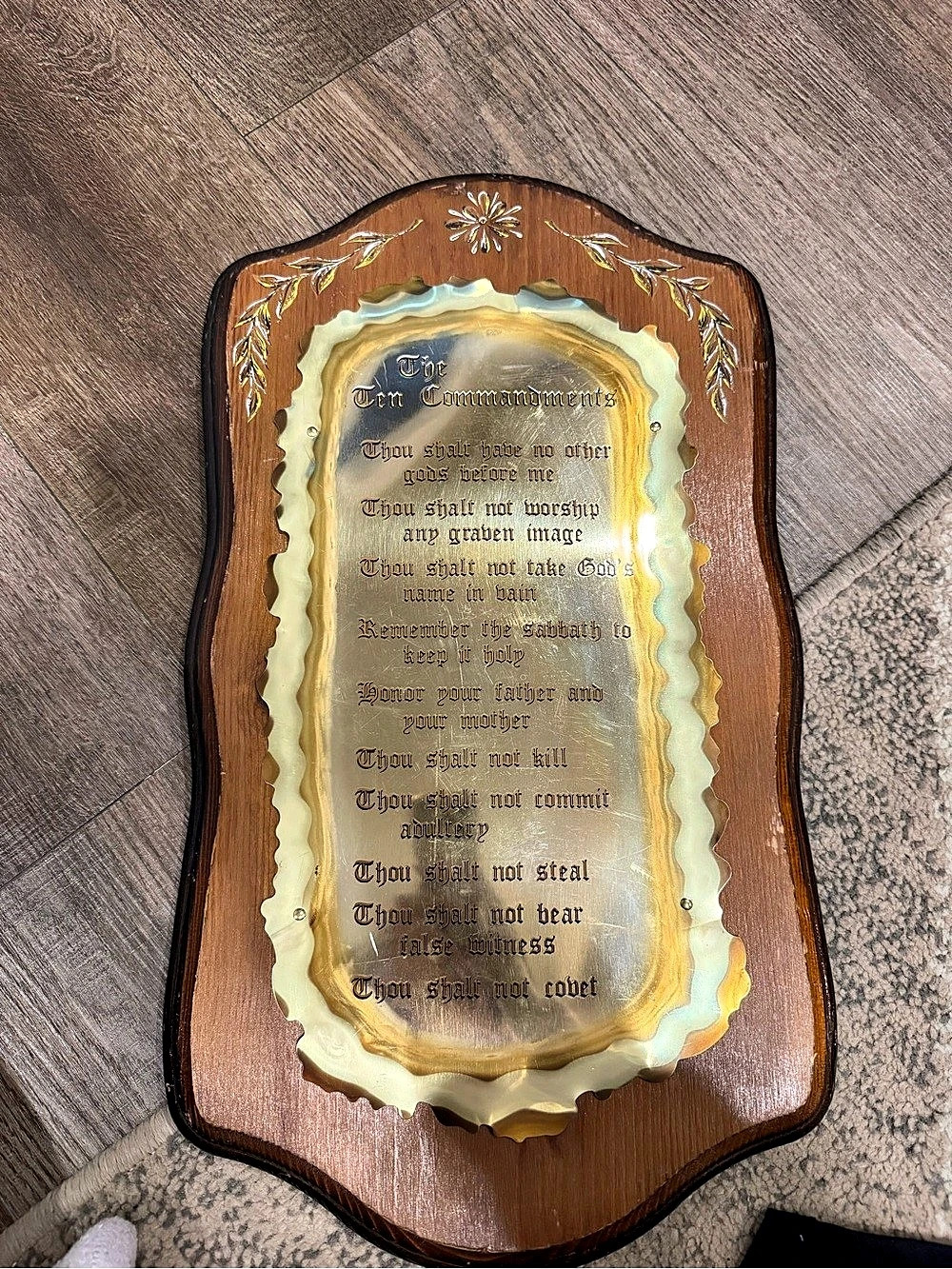 Wooden Ten Commandments Wall Plaque